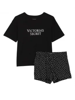 Чорна бавовняна піжама Victoria's Secret Tee-Jama — стильний комфорт для щоденного відпочинку